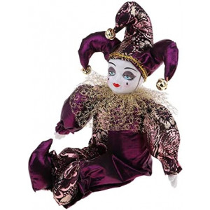 F Fityle 12inch Adorable Porcelain Triangle Doll Blessing Eros Standing Doll in Clothes (Purple),Porcelain Doll Standing Clown Figures ,Beautifully Dolls for Kids Adult Collections