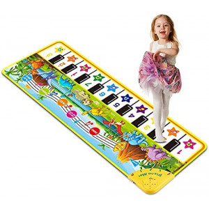 TWFRIC Musical Piano Mat 43” x 14” Keyboard Play Mat Kids Piano Mat Dinosaur Dance Mat Electronic Piano Carpet for 3/4/5/6 Years Old Boys Girls Kids Birthday Gifts