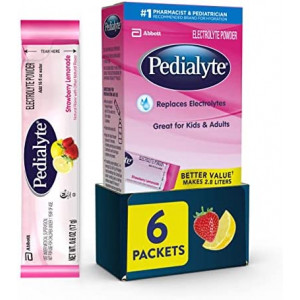 Pedialyte Electrolyte Powder, Strawberry Lemonade, Electrolyte Hydration Drink, 0.6 Ounce Powder Packs, 3.6 Ounce (Pack of 1)