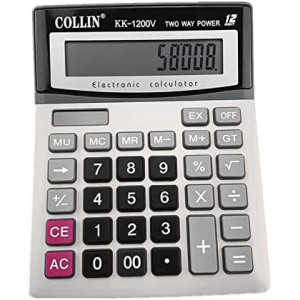 Desk Calculator, 12-Digit Solar Battery Office Calculator with Large LCD Display Big Sensitive Button, Dual Power Desktop Calculators