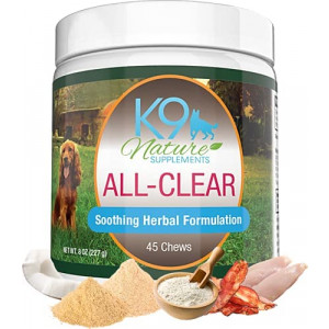 K9 Nature Supplements: All-Clear - Allergy Supplement for Dogs - 45 Chews - Soothing Herbal Formula with Natural Ingredients - Support for Pet’s Seasonal Allergies & Itching - for All Breeds