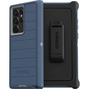 OtterBox Defender Pro Case & Belt Clip/Stand for Samsung Galaxy S22 Ultra (NOT S22 or Plus or Other Models) (Fort Blue)