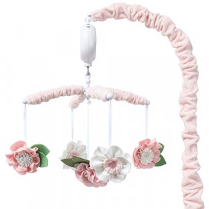 The Peanutshell Pink Floral Musical Crib Mobile for Baby Girls | Digital Music Box with 12 lullabies