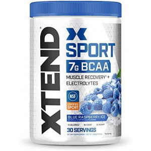 XTEND Sport BCAA Powder Blue Raspberry Ice - Electrolyte Powder for Recovery & Hydration with Amino Acids - 30 Servings