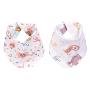 Elephant Jungle 2 Pack Reversible Flannel Bandana Bib Set