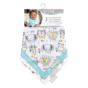 Baby Safari 3 Pack Jersey Bandana Bib Set