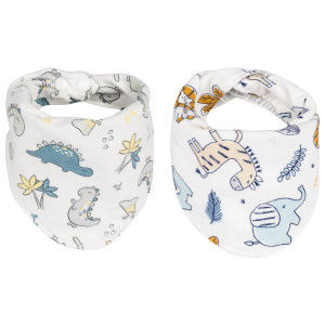 Trend Lab Dino Safari 2 Pack Reversible Flannel Bandana Bib Set