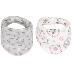 Trend Lab Sweet Forest Friends 2 Pack Reversible Multi-color Cotton Flannel Bandana Bib Set