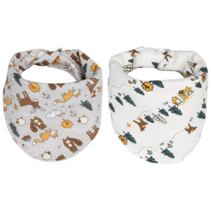 Trend Lab Woodland Trail 2 Pack Reversible Multi-color Cotton Flannel Bandana Bib Set