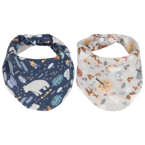 Trend Lab Woodland Wonder 2 Pack Reversible Multi-color Cotton Flannel Bandana Bib Set