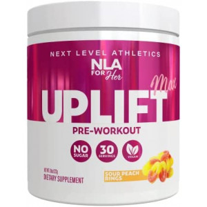 NLA for Her Uplift MAX - Pre-Workout (30 Servings)- Peach Rings - Provides Clean/Sustained Energy w Caffeine, Supports Athletic Performance, Helps Fast Twitch Muscle Fiber Activation