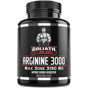 Dr. Emil L-Arginine (3150mg) Highest Capsule Dose - Nitric Oxide Supplement for Muscle Growth, Vascularity, Endurance and Heart Health (AAKG and HCL) - 90 L-Arginine Tablets