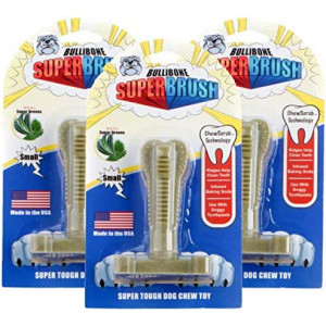 Bullibone SuperBrush: Dog Teeth Cleaning Brushing Toothbrush Stick - Long Lasting Nylon Chew Toy for Oral Care and Dental Health