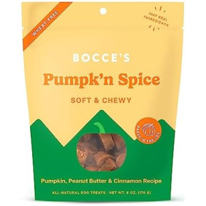 Bocce’s Bakery Pumpk'n Spice Treats for Dogs, Wheat-Free Everyday Dog Treats, Made with Real Ingredients, Baked in The USA, All-Natural Soft & Chewy Cookies, Pumpkin, Peanut Butter, & Cinnamon, 6 oz