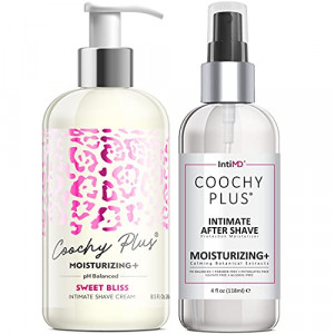 Coochy Plus Intimate Shaving Complete Kit - SWEET BLISS & Organic After Shave Protection Soothing Moisturizer Mist – Antioxidant Formula Prevents Razor Burns, Itchiness & Ingrown Hairs
