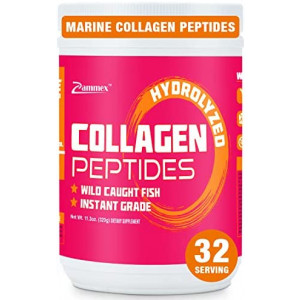 Marine Collagen Peptides Powder Unflavored, Non-GMO Wild Caught Fish, Hydrolyzed Collagen Peptides (Type 1 & 3), Collagen Supplement for Healthy Skin, Hair, Joints & Bones, Easy to Mix, 32 Servings