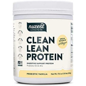 Probiotic Vanilla Clean Lean Protein by Nuzest - Digestive Support, Pea Protein Powder with Added Probiotics, Vegan Protein Powder, Gut Health, Non-GMO, 20 Servings, 1.1 lb