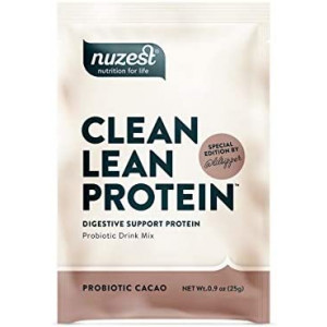 Probiotic Cacao Clean Lean Protein by Nuzest - Digestive Support, Pea Protein Powder with Added Probiotics, Vegan, Gut Health, Non-GMO, 1 Serving, 25g