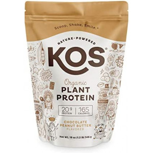 KOS Chocolate Peanut Butter Vegan Protein Powder - Keto Friendly, Gluten Free, Dairy Free & Soy Free - 1.2 Pounds, 14 Servings