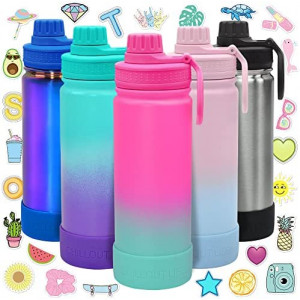 CHILLOUT LIFE 17 oz Insulated Kids Water Bottle with Leakproof Spout Lid + Cute Waterproof Stickers - Perfect for Personalizing Your Kids Metal Water Bottle - Frozen Slushy