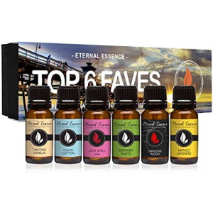 Top 6 Faves - Gift Set of 6 Premium Fragrance Oils - Love Spell, Tahitian Vanilla, Clean Cotton, Mango, Dragon's Blood and Monkey Farts - 10ML