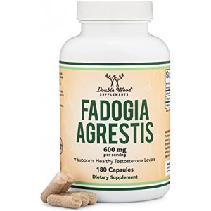 Fadogia Agrestis 600mg Per Serving (180 Capsules) Powerful Extract to Support Healthy Testosterone Levels and Athletic Performance (Manufactured and Tested in The USA) by Double Wood Supplements