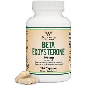 Beta Ecdysterone Supplement - 500mg Per Serving (120 Capsules, 60 Servings) Powerful Plant Anabolic to Support Healthy Testosterone Levels (Manufactured and Tested in The USA) by Double Wood