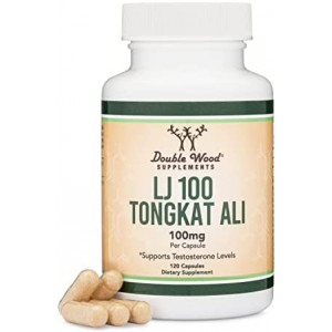 Tongkat Ali for Men (120 Capsules) - Only Clinically Proven and Patented Tongkat Ali Formula (LJ100 Std to 40% Glycosaponins, 22% Eurypeptides) Manufactured in The USA by Double Wood Supplements