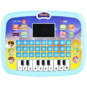 Tablet for Kids Educational Computer Interactive Audio and Video Teaching Aids 3+ Years Learning Pad Numbers Letters Words Math Spelling Read Song Music Questions Answers LED Screen Piano (Blue) X2020