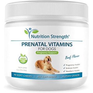 Prenatal Vitamins for Dogs to Support Development of Healthy Puppies, Promote Milk Production, with Folic Acid, Iron, Zinc, Iodine, B Vitamins for Pregnant Dogs, 90 Soft Chews