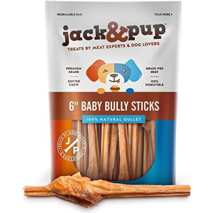 Jack&Pup for Dogs Bladder Bully Sticks for Small Dogs - 6 Inch Baby Bully Stick Dog Chew, Premium Grade All Natural Gourmet Puppy Treat Chews - for Teething Puppies (10 Pack)