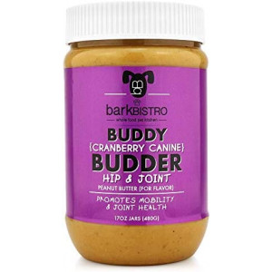 Cranberry Canine BUDDY BUDDER (Hip + Joint), 100% Natural Dog Peanut Butter, Healthy Peanut Butter Supplement, Made in USA (17oz Jar)