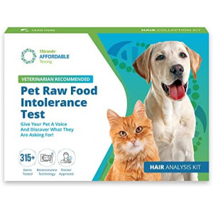 5Strands Pet Raw Food Intolerance Test, at Home Dog or Cat Hair Sample Collection Kit, 315 Items, Accurate for All Ages and Breed, Results in 7 Days - Chicken, Beef, Duck