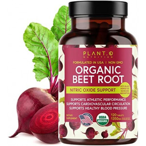 USDA Plant.O Premium Organic Beet Root Tablets [1350mg Beets Powder] with Black Pepper for Extra Absorption - Nitric Oxide Supplement for Heart Health, Blood Pressure & Athletic Performance