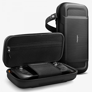 Spigen Rugged Armor Pro Designed for Steam Deck Travel Carrying Case with Pockets for Accessories and Original Charger Storage Bag Carry Case - Black