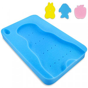 HALLO Baby Bath Sponge Soft Infant Bath Mat Newborn Cushion Odor Free (Blue)