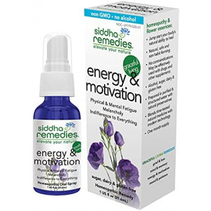 Siddha Remedies Energy & Motivation Spray | 100% Natural Homeopathic Remedy with Traditional Homeopathic Ingredients, Cell Salts and Flower Essences | No Alcohol No Sugar