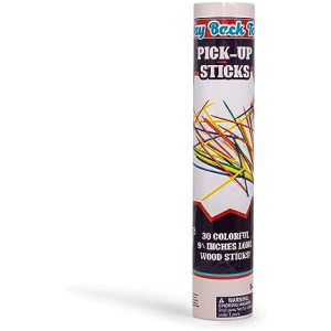 Way Back Toys Pick Up Sticks, 30 Colorful Wooden Sticks and Easy to Carry Container, Game of Steady Hands and Skill, Novelty Family Fun Game for Ages 5 and up