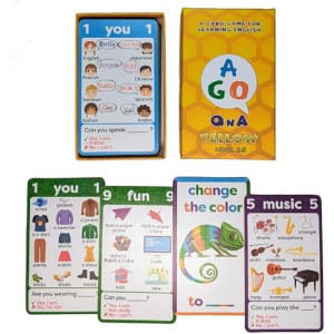 AGO QnA Yellow ESL Card Game - Level 2.5. A Fun English Language Learning Game for EFL/ESL Students - Build Vocabulary, Grammar and Conversation Skills!
