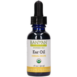 Banyan Botanicals Ear Oil – Organic Herbal Drops with Ashwagandha, Bilva & Garlic – Soothing and Comforting for The Ears – 1 oz