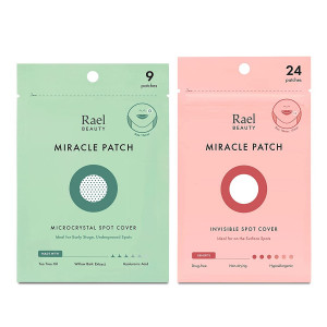 Rael Acne Pimple Healing Patch - Microneedle Acne Spot, Absorbing Cover, Invisible, Blemish Spot, Hydrocolloid, Skin Treatment, Facial Stickers, Two Sizes, Blends in with skin (33 Patches, 2Pack)