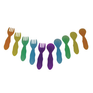 The First Years Take and Toss Toddler Fork And Spoon Flatware, Colors May Vary