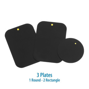 Mount Metal Plate with Adhesive for Magnetic Cradle-less Mount -X4 Pack 2 Rectangle and 2 Round (Compatible with WizGear mounts)