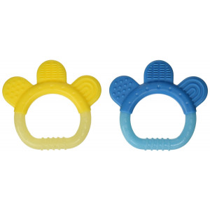 green sprouts 2 Count Sili Paw Teether, Aqua/Yellow