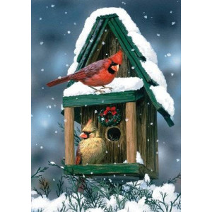 Toland Home Garden Cardinals in Snow 12.5 x 18-Inch Decorative USA-Produced Garden Flag