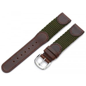Hadley-Roma Men's MSM866RAB180 18-mm Brown and Olive 'Swiss-Army' Style Nylon and Leather Watch Strap
