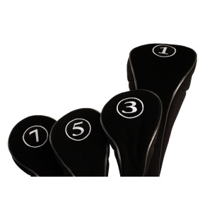 PGC Black Golf Zipper Head Covers Driver 1 3 5 7 Fairway Woods Headcovers Metal Neoprene Traditional P
