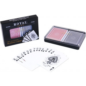 Royal Playing cards 2-Decks Poker Size Royal 100% Plastic Playing Cards Set in Plastic Case