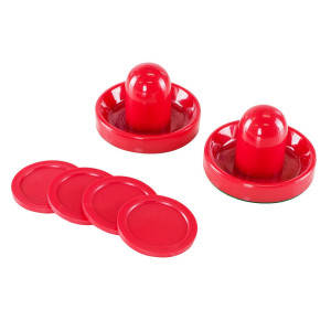 Super Z Outlet Home Standard Light Weight Air Hockey Red Replacement Pucks and Slider Pusher Goalies for Game Tab