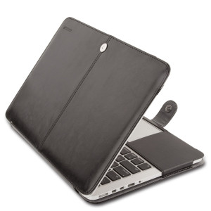 Mosiso MacBook Pro 15 Retina Case, Premium PU Leather Folio Sleeve Cover with Stand Function for Macbook Pro 15.4 Inch with Retina Display (No CD-ROM Drive) Models: A1398, Black